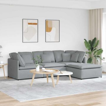 vidaXL Canapea modulară cu taburet și perne, textil, gri deschis
