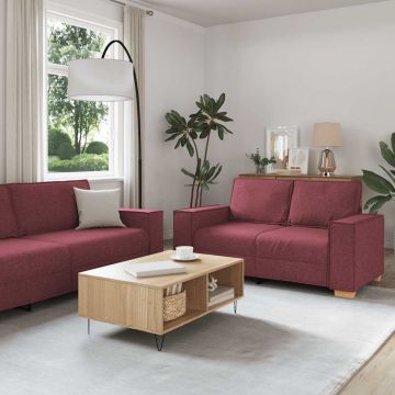 vidaXL Set canapea cu perne, 2 piese, roșu vin, material textil