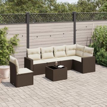vidaXL Set canapele de grădină cu perne, 7 piese, maro, poliratan