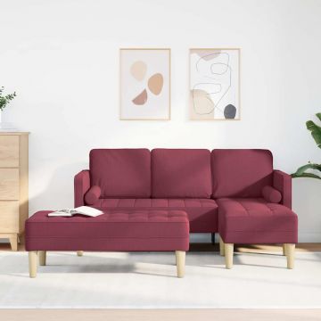 vidaXL Set de canapea 2 pcs bordo 173 x 131 x 67 cm țesătură