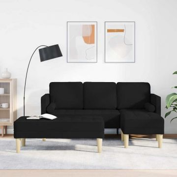 vidaXL Set de canapea 2 pcs Negru 173 x 131 x 67 cm țesătură
