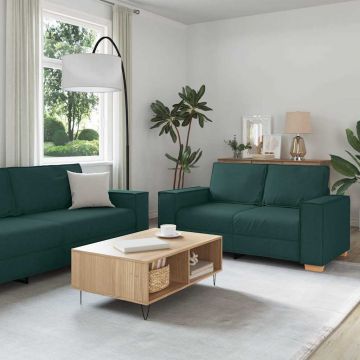 vidaXL Set de canapea 3 pcs Verde închis 220 x 78 x 84 cm țesătură