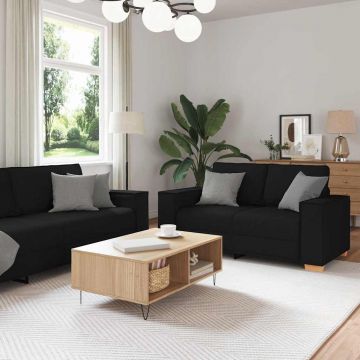 vidaXL Set de canapea cu pernă 3 pcs Negru 220 x 78 x 84 cm țesătură