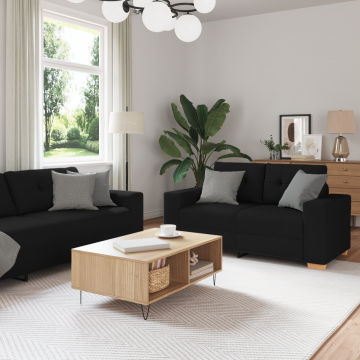 vidaXL Set de canapea cu pernă cu pernă Negru țesătură