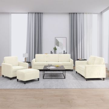 vidaXL Set de canapele, 4 piese, crem, catifea
