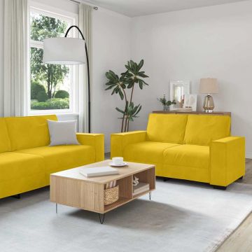 vidaXL Set de canapele cu perne, 2 piese, galben, catifea