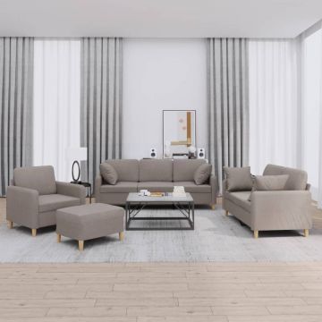 vidaXL Set de canapele cu perne, 4 piese, gri taupe, textil