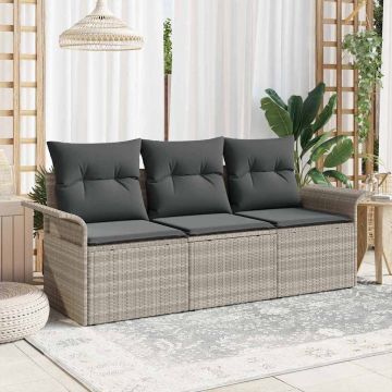 vidaXL Set de canapele pentru grădină 3 pcs Gri 196 x 62 x 85cm