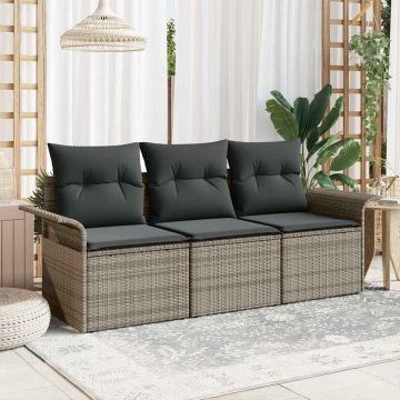 vidaXL Set de canapele pentru grădină 3 pcs Gri 196 x 62 x 85cm