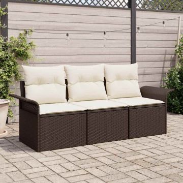 vidaXL Set de canapele pentru grădină 3 pcs Maro 196 x 62 x 85cm