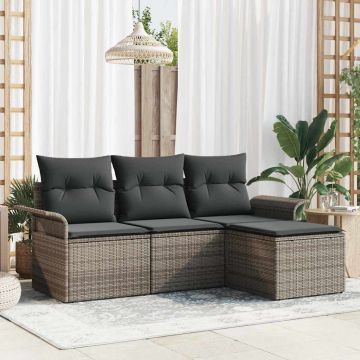 vidaXL Set de canapele pentru grădină 4 pcs Gri 55 x 55 x 37cm