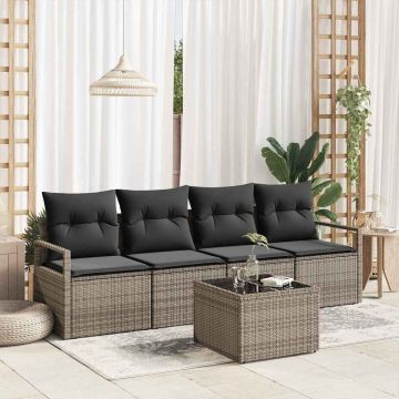 vidaXL Set de canapele pentru grădină 5 pcs Gri 55 x 55 x 37 cm