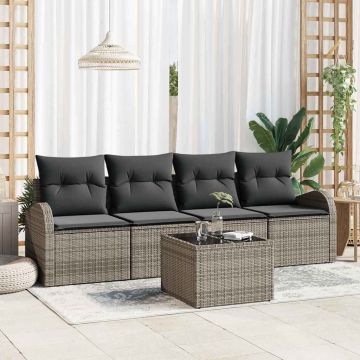 vidaXL Set de canapele pentru grădină 5 pcs Gri 55 x 55 x 37 cm