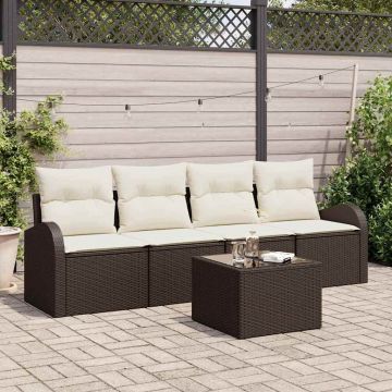 vidaXL Set de canapele pentru grădină 5 pcs Maro 55 x 55 x 37 cm