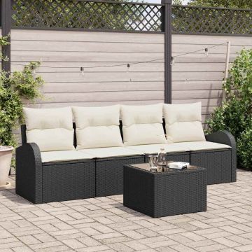 vidaXL Set de canapele pentru grădină 5 pcs Negru 55 x 55 x 37 cm