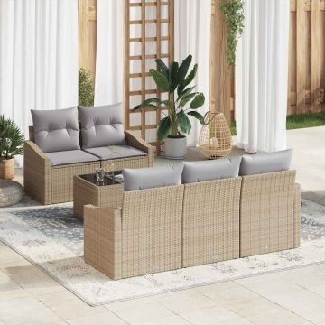 vidaXL Set de canapele pentru grădină 6 pcs Beige și gri deschis