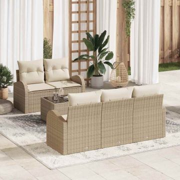 vidaXL Set de canapele pentru grădină 6 pcs Bej 55 x 55 x 37 cm
