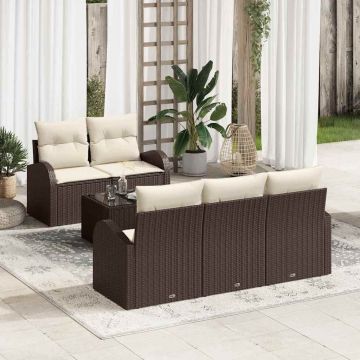 vidaXL Set de canapele pentru grădină 6 pcs Maro 55 x 55 x 37 cm