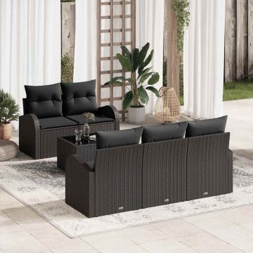 vidaXL Set de canapele pentru grădină 6 pcs Negru 55 x 55 x 37 cm