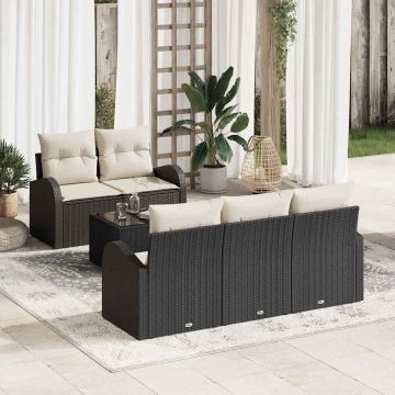 vidaXL Set de canapele pentru grădină 6 pcs Negru 55 x 55 x 37 cm