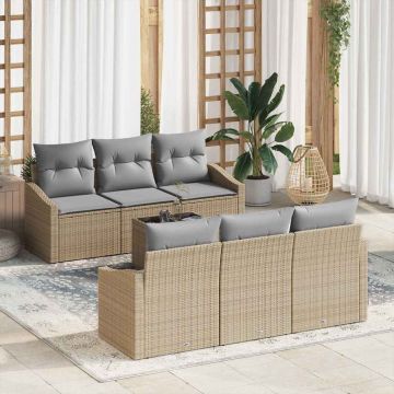 vidaXL Set de canapele pentru grădină 7 pcs Beige și gri deschis