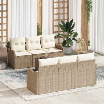 vidaXL Set de canapele pentru grădină 7 pcs Bej 55 x 55 x 37 cm