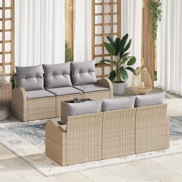 vidaXL Set de canapele pentru grădină 7 pcs Bej 55 x 55 x 37 cm