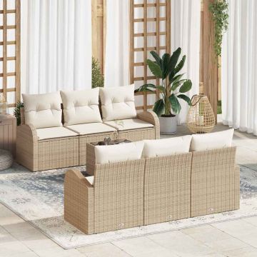 vidaXL Set de canapele pentru grădină 7 pcs Bej 55 x 55 x 37 cm