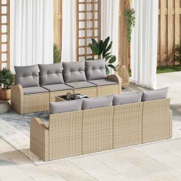 vidaXL Set de canapele pentru grădină 7 pcs Bej 55 x 55 x 37 cm