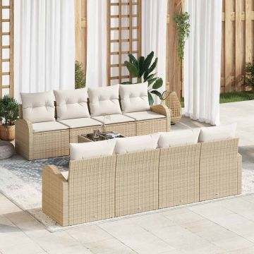 vidaXL Set de canapele pentru grădină 7 pcs Bej și Alb 55 x 55 x 37 cm