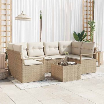 vidaXL Set de canapele pentru grădină 7 pcs Bej și crem