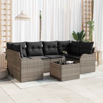 vidaXL Set de canapele pentru grădină 7 pcs Gri 55 x 55 x 37 cm