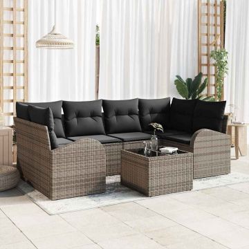 vidaXL Set de canapele pentru grădină 7 pcs Gri 55 x 55 x 37 cm