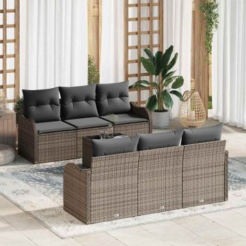 vidaXL Set de canapele pentru grădină 7 pcs Gri 55 x 55 x 37 cm