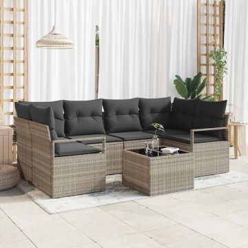 vidaXL Set de canapele pentru grădină 7 pcs Gri deschis și gri închis