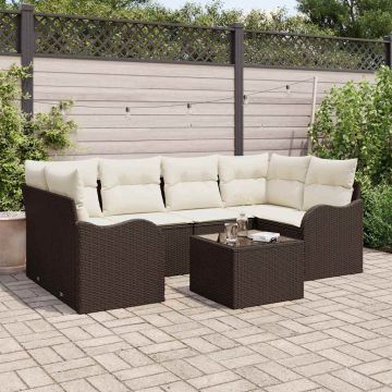 vidaXL Set de canapele pentru grădină 7 pcs Maro 55 x 55 x 37 cm