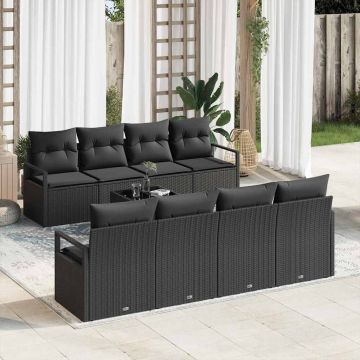 vidaXL Set de canapele pentru grădină 7 pcs Negru 55 x 55 x 37 cm
