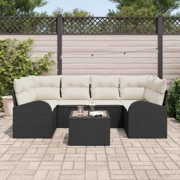 vidaXL Set de canapele pentru grădină 7 pcs Negru 55 x 55 x 37 cm