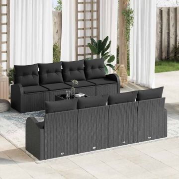 vidaXL Set de canapele pentru grădină 7 pcs Negru 55 x 55 x 37 cm
