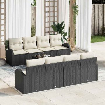 vidaXL Set de canapele pentru grădină 7 pcs Negru și Bej