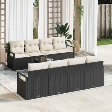 vidaXL Set de canapele pentru grădină 7 pcs Negru și Crem