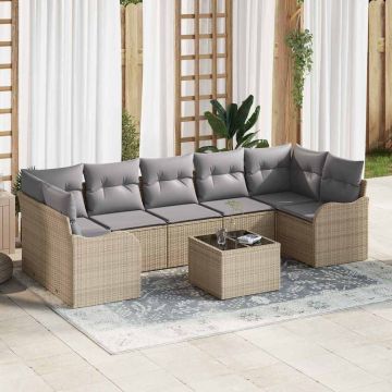 vidaXL Set de canapele pentru grădină 8 pcs Bej 55 x 55 x 37 cm
