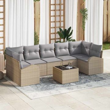 vidaXL Set de canapele pentru grădină 8 pcs Bej 55 x 55 x 37 cm
