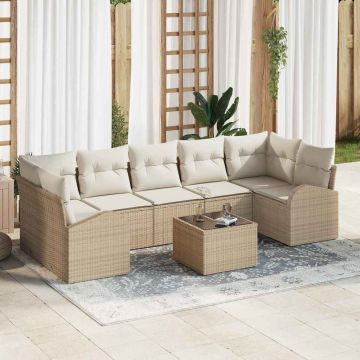 vidaXL Set de canapele pentru grădină 8 pcs Bej 55 x 55 x 37 cm