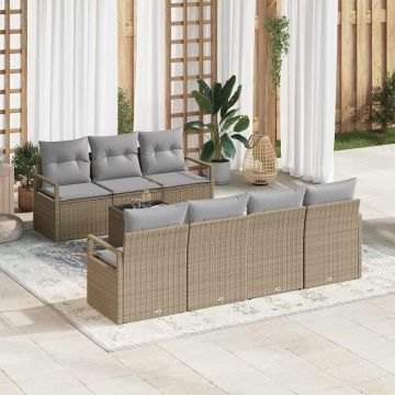 vidaXL Set de canapele pentru grădină 8 pcs Bej și gri 55 x 55 x 37 cm