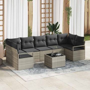 vidaXL Set de canapele pentru grădină 8 pcs Gri deschis și gri închis