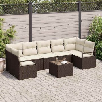 vidaXL Set de canapele pentru grădină 8 pcs Maro și Crem