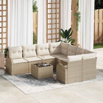 vidaXL Set de canapele pentru grădină 9 pcs Bej 55 x 55 x 37 cm