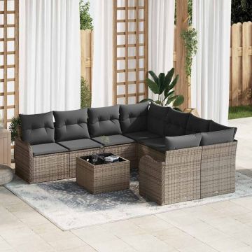 vidaXL Set de canapele pentru grădină 9 pcs Gri 55 x 55 x 37 cm