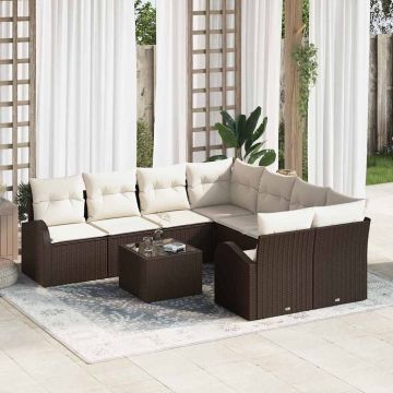 vidaXL Set de canapele pentru grădină 9 pcs Maro 55 x 55 x 37 cm